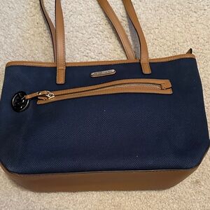 Michael Kors Navy and Tan Tote Bag